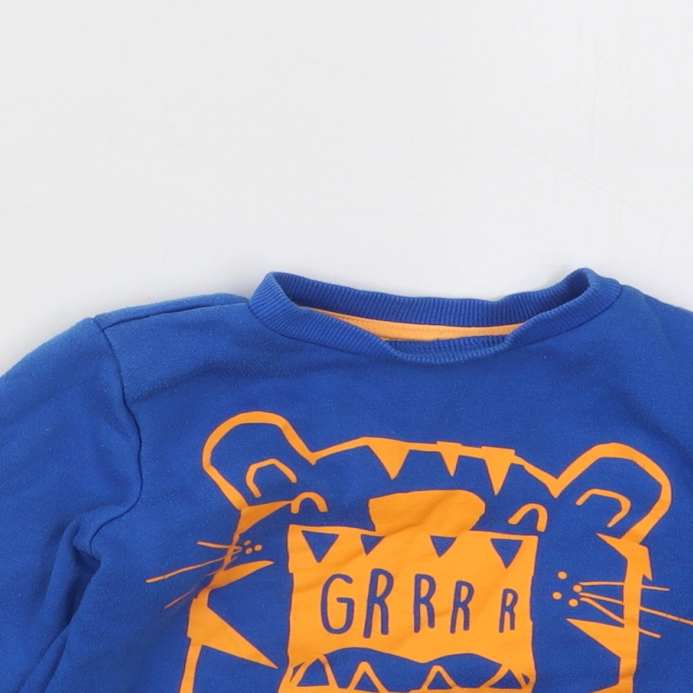 F&F Boys Blue Cotton Pullover Jumper Size 18-24 Months Pullover - Tiger
