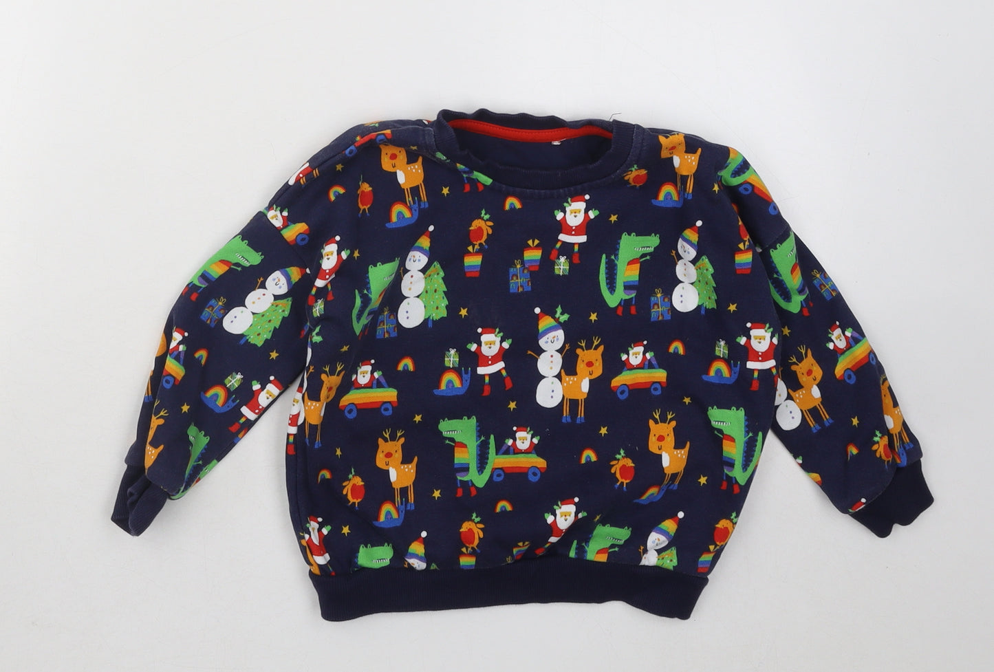 George Boys Blue Geometric Cotton Pullover Sweatshirt Size 2-3 Years Pullover - Christmas Print
