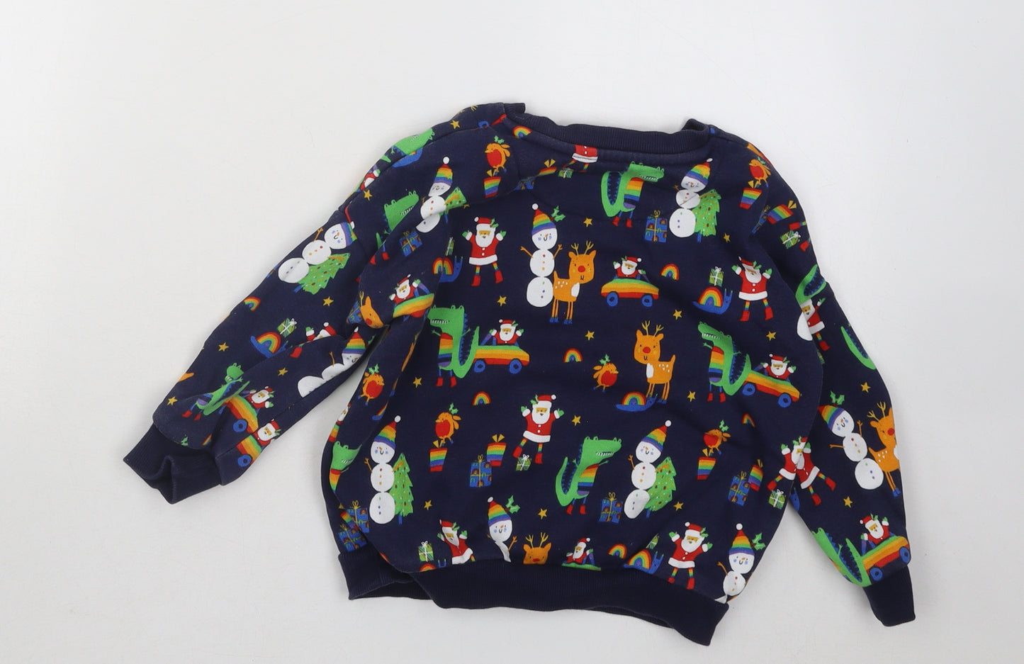 George Boys Blue Geometric Cotton Pullover Sweatshirt Size 2-3 Years Pullover - Christmas Print