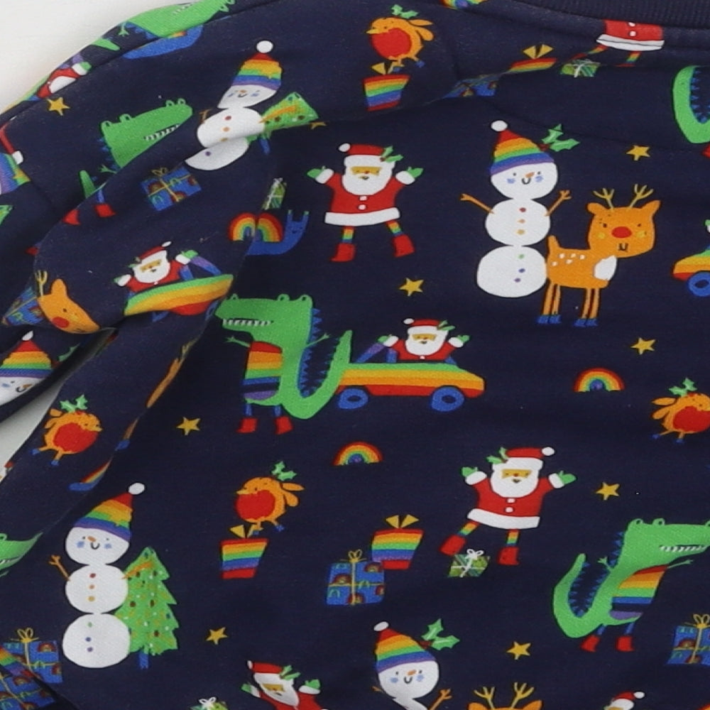 George Boys Blue Geometric Cotton Pullover Sweatshirt Size 2-3 Years Pullover - Christmas Print