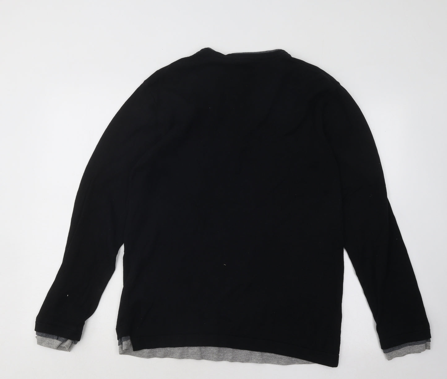 George Mens Black V-Neck Cotton Pullover Jumper Size M