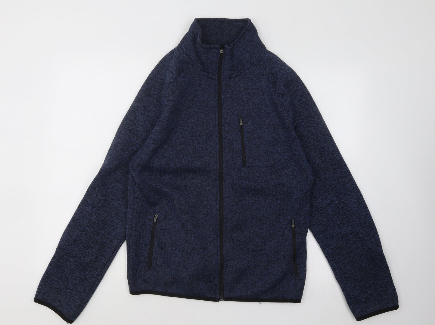 Cedar Wood State Mens Blue Mock Neck Polyester Full Zip Jumper Size M