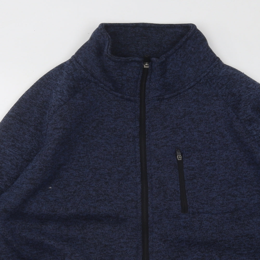 Cedar Wood State Mens Blue Mock Neck Polyester Full Zip Jumper Size M