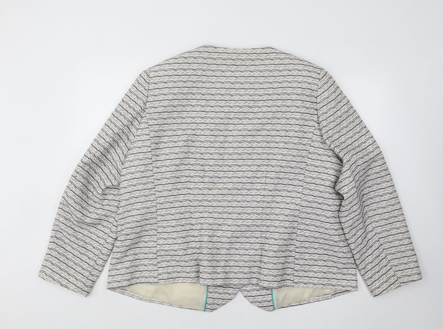 Marks and Spencer Womens Beige Striped Jacket Blazer Size 22 Button