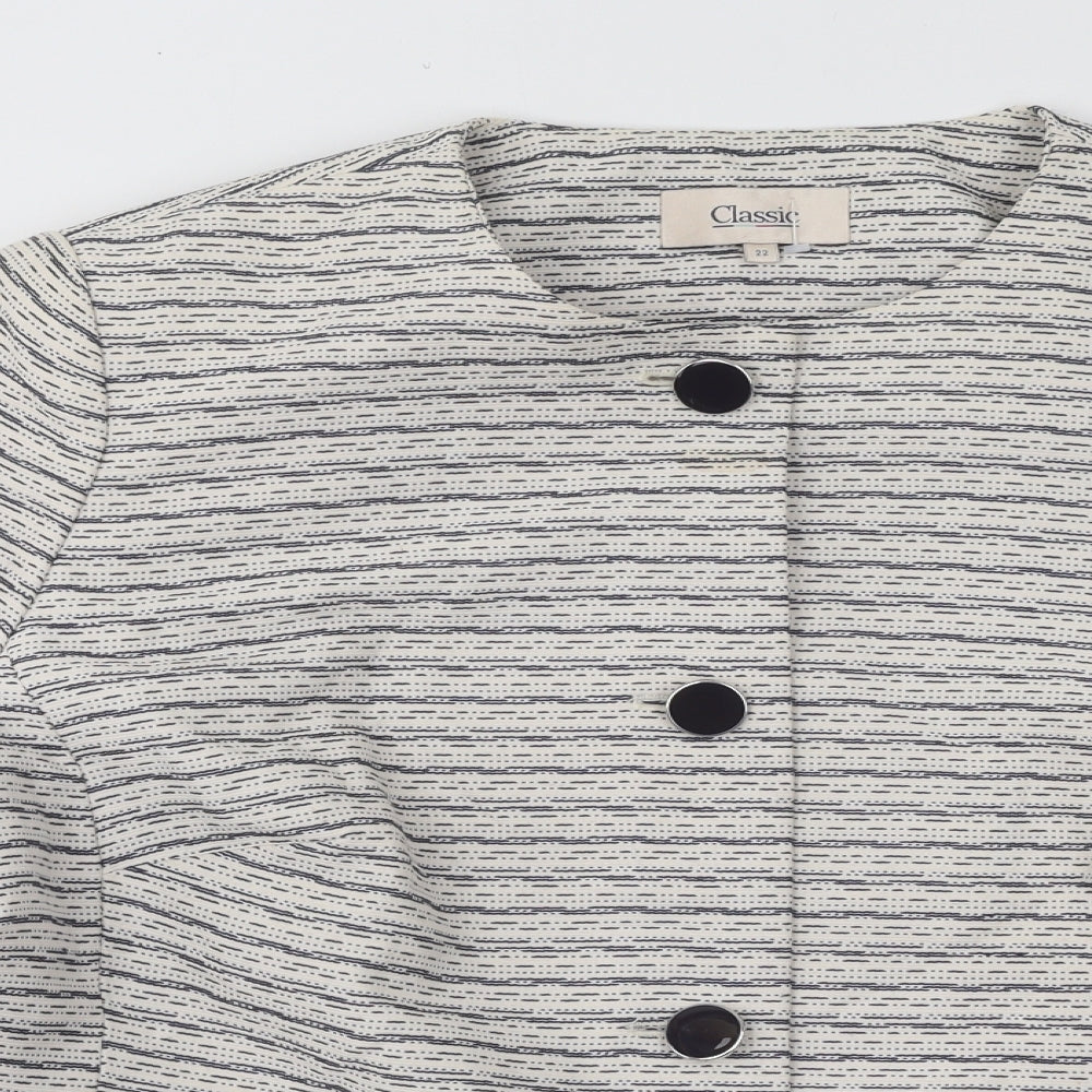 Marks and Spencer Womens Beige Striped Jacket Blazer Size 22 Button