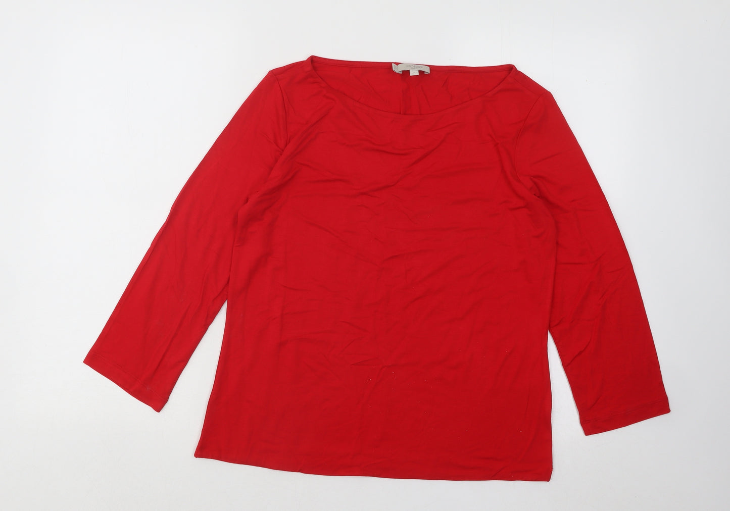 Hobbs Womens Red Viscose Basic T-Shirt Size M Boat Neck