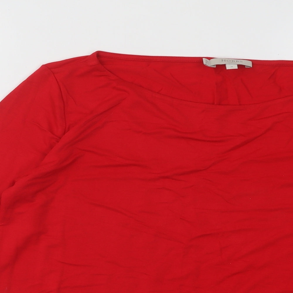 Hobbs Womens Red Viscose Basic T-Shirt Size M Boat Neck