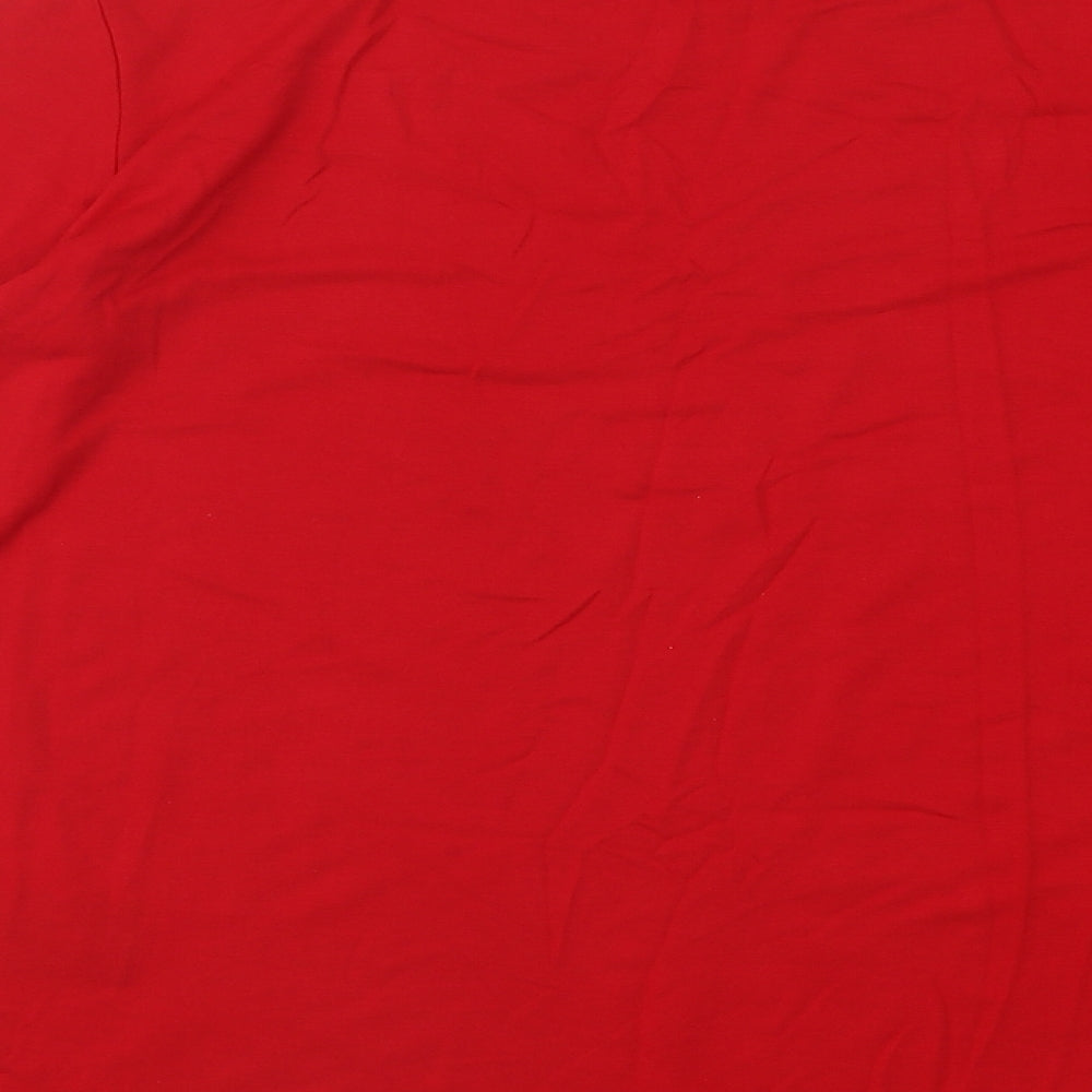 Hobbs Womens Red Viscose Basic T-Shirt Size M Boat Neck