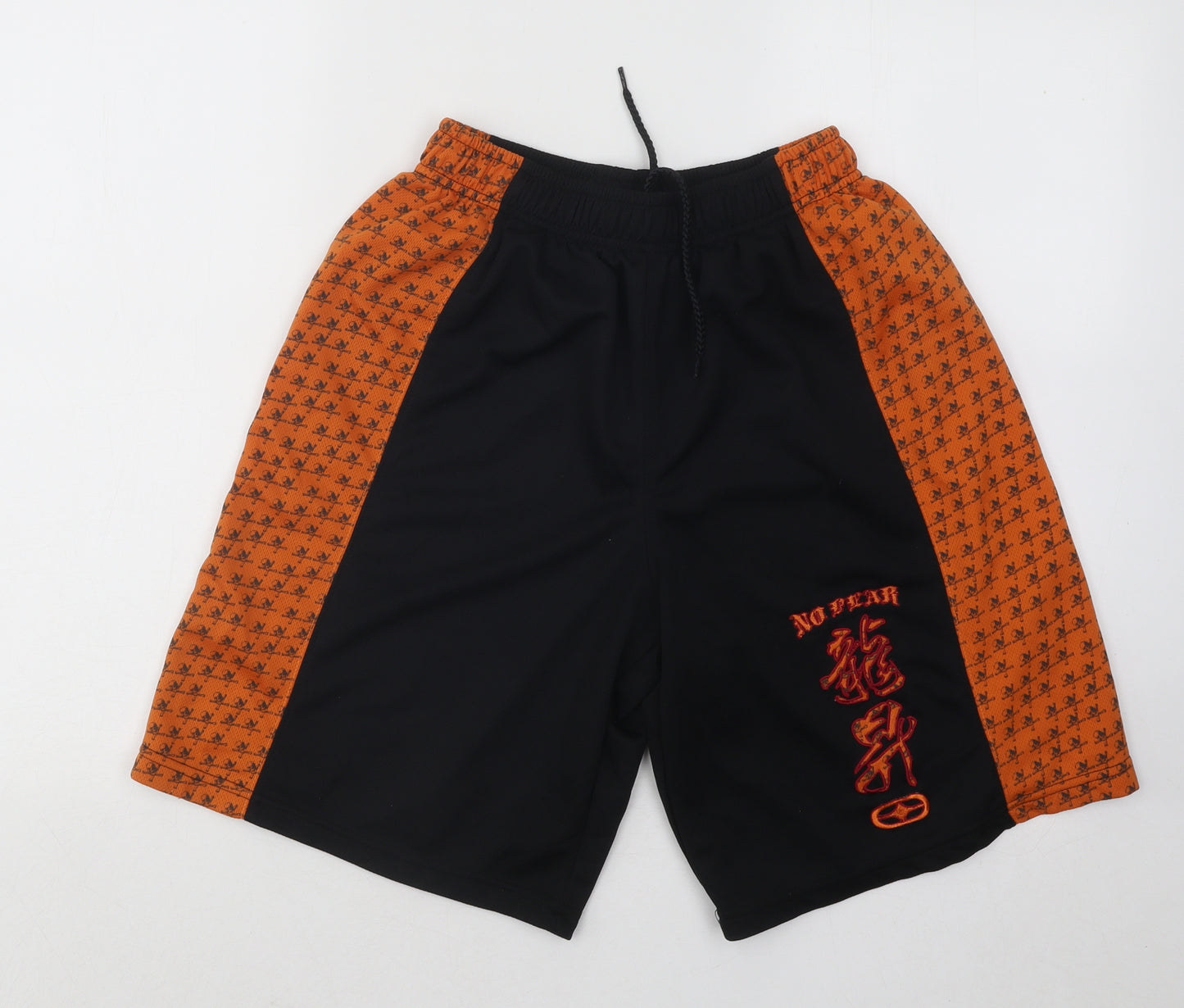 No Fear Mens Orange Geometric Polyester Sweat Shorts Size S Regular Drawstring