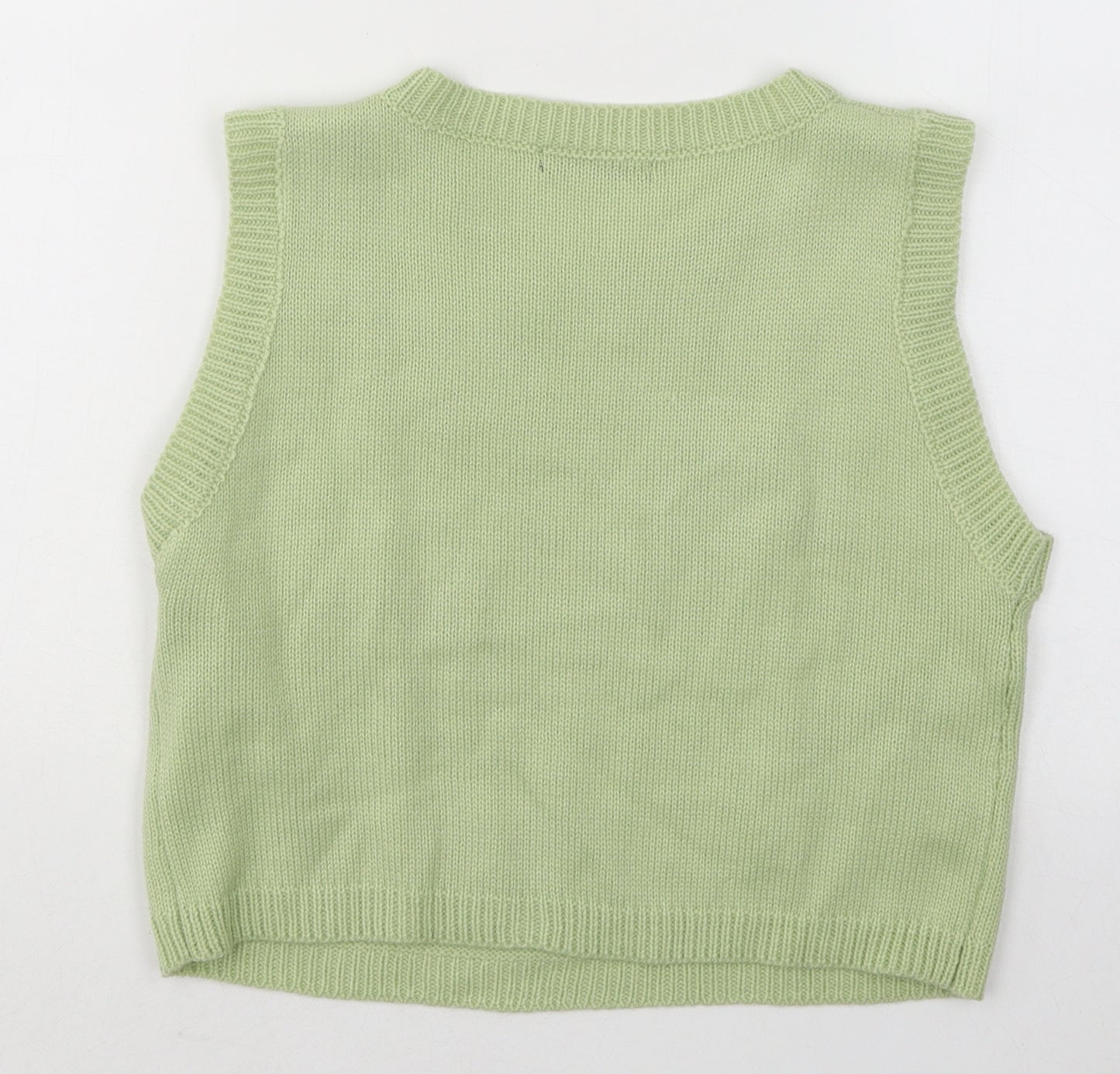 SheIn Womens Green Round Neck Geometric Acrylic Pullover Jumper Size S - Strawberries