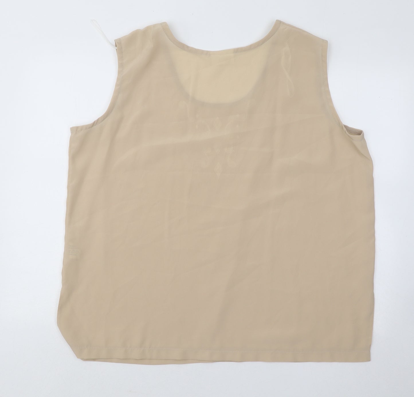 Michael Gold Womens Beige Polyester Basic Tank Size 2XL Round Neck