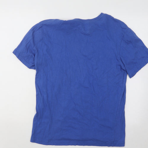 Express Mens Blue Cotton T-Shirt Size M Round Neck - Stars Freedom