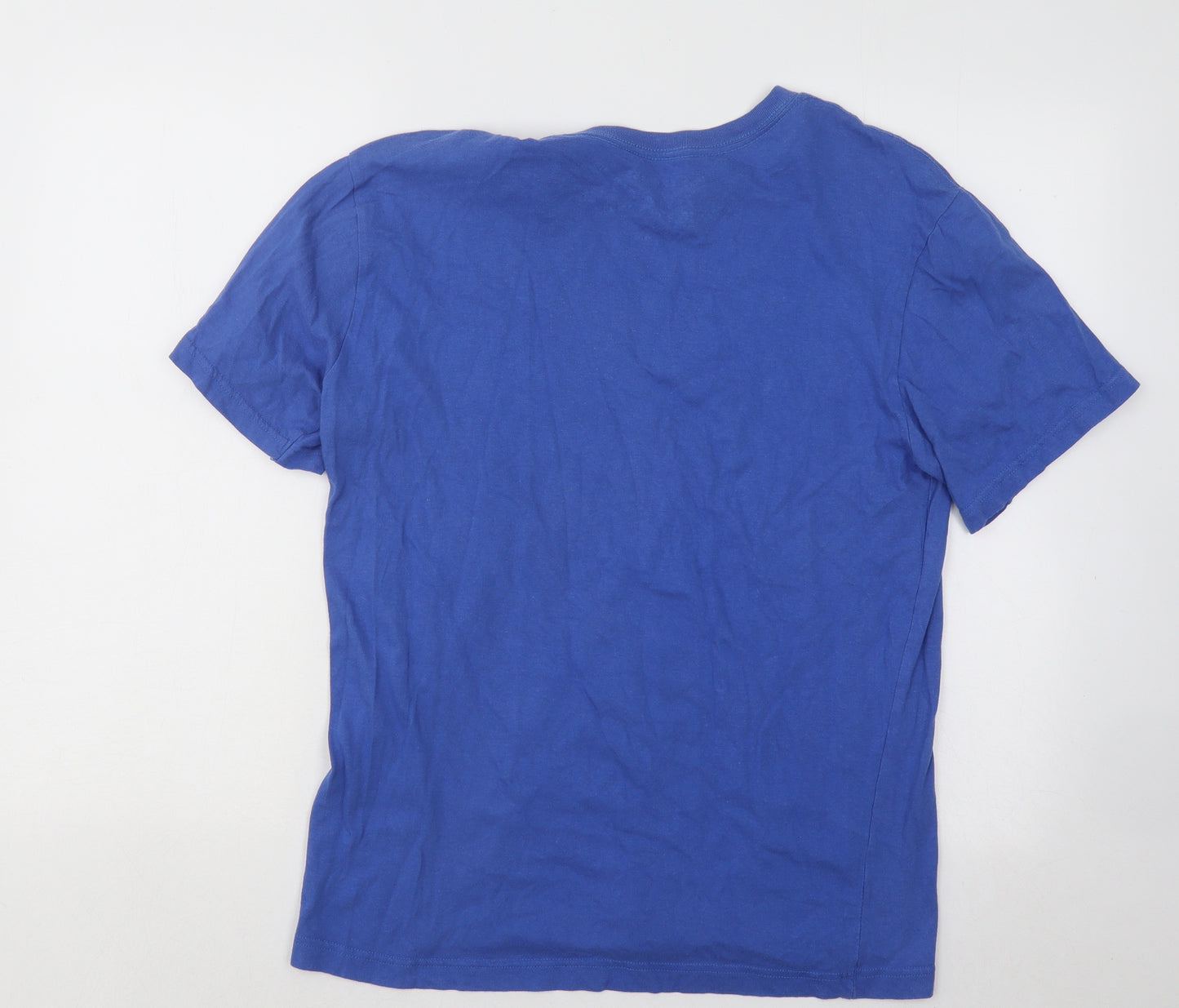 Express Mens Blue Cotton T-Shirt Size M Round Neck - Stars Freedom