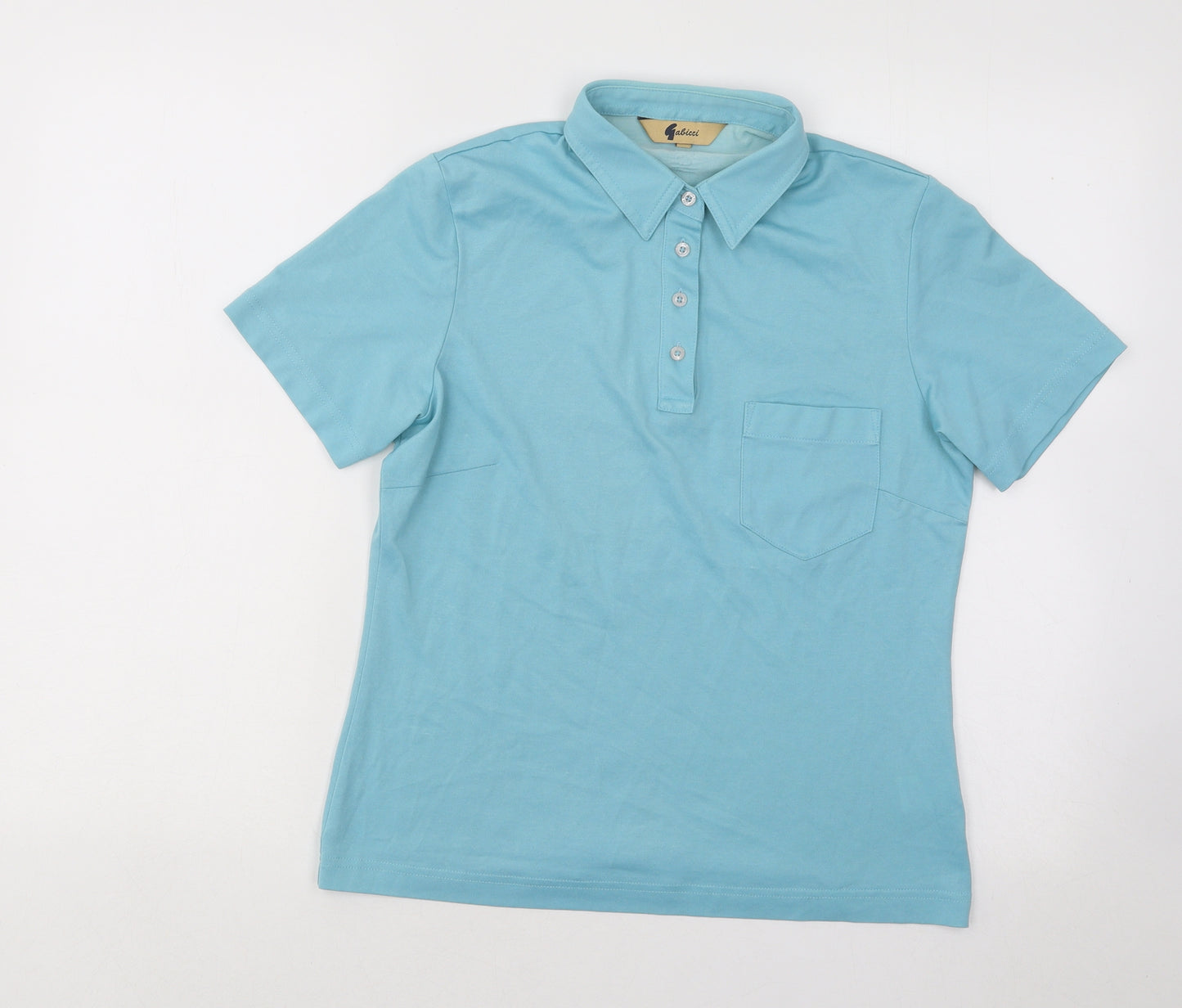 Gabicci Womens Blue Polyester Basic Polo Size 12 Collared