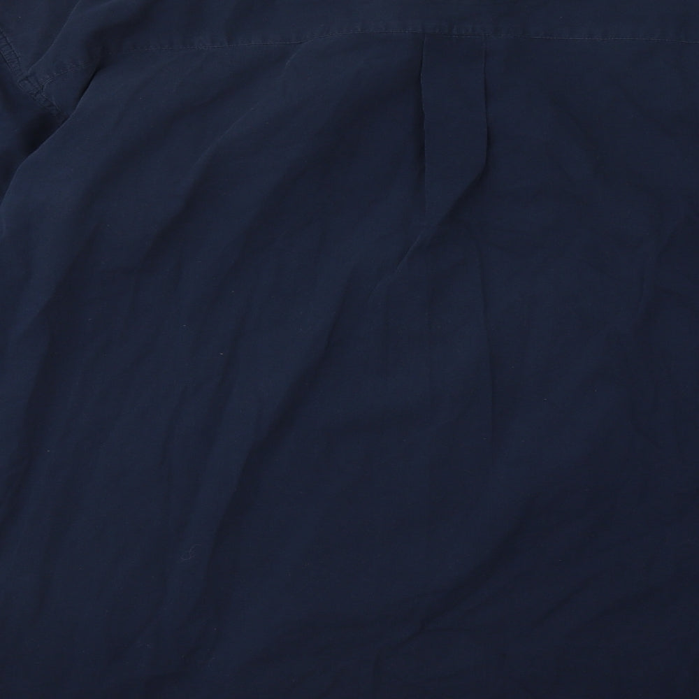 Haggar Mens Blue Cotton Button-Up Size XL Collared Button