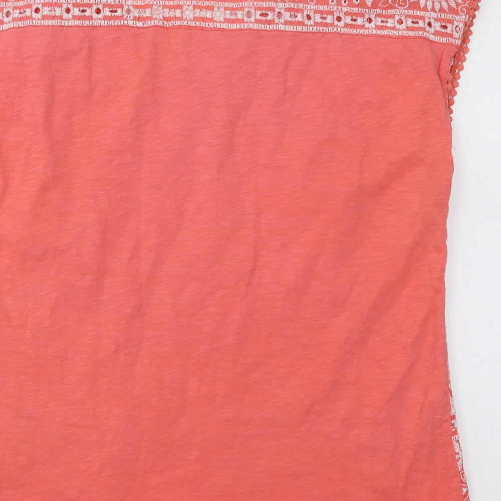NEXT Womens Orange Geometric Cotton Basic T-Shirt Size 18 Round Neck