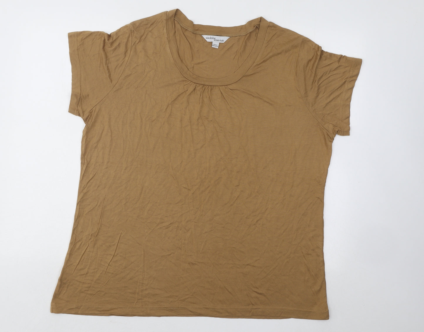 Wardrobe Womens Brown Viscose Basic T-Shirt Size 20 Scoop Neck