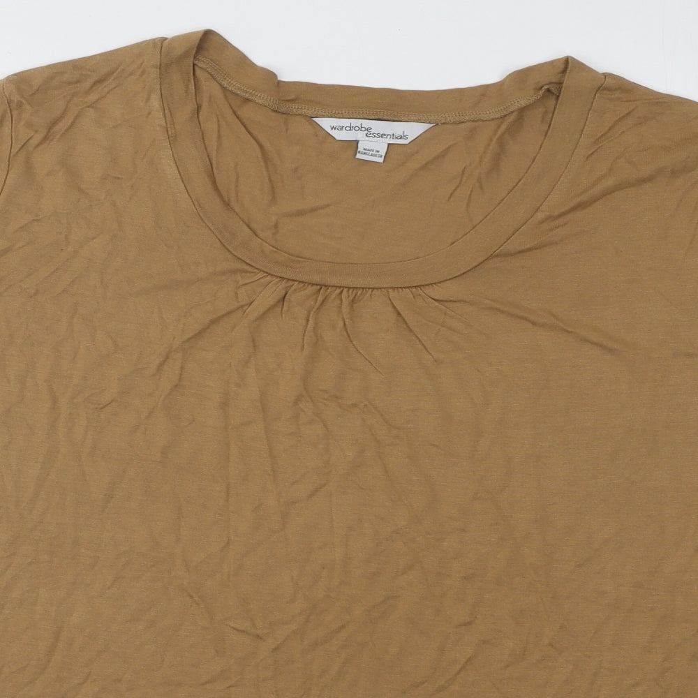 Wardrobe Womens Brown Viscose Basic T-Shirt Size 20 Scoop Neck