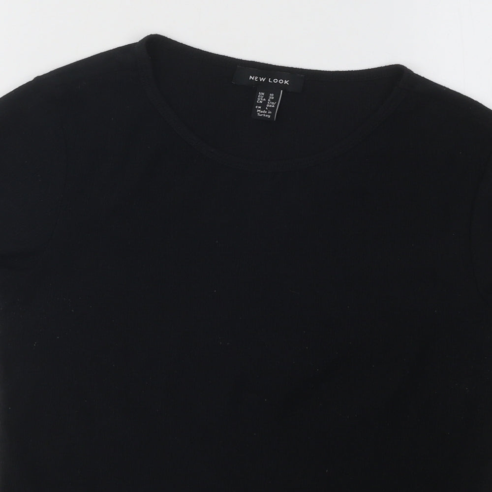 New Look Womens Black Polyester Basic T-Shirt Size 10 Round Neck - Lettuce Edging