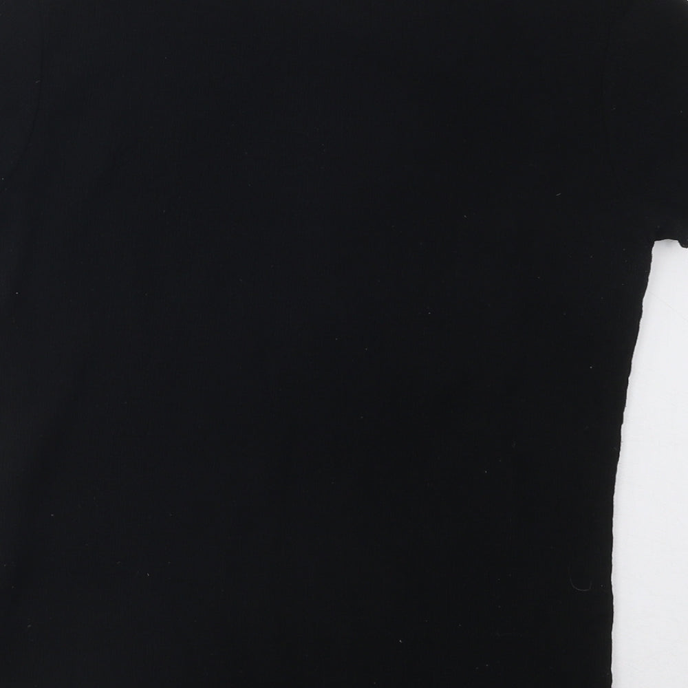 New Look Womens Black Polyester Basic T-Shirt Size 10 Round Neck - Lettuce Edging