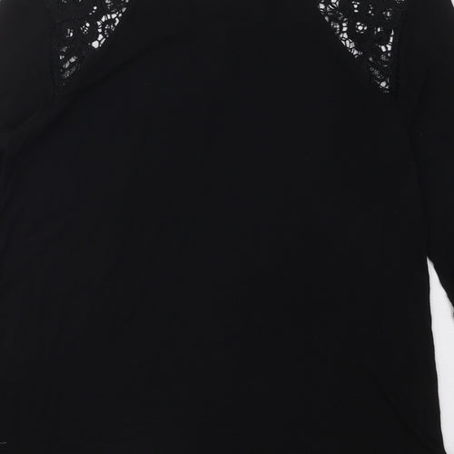 H&M Womens Black Geometric Viscose Basic T-Shirt Size M Round Neck