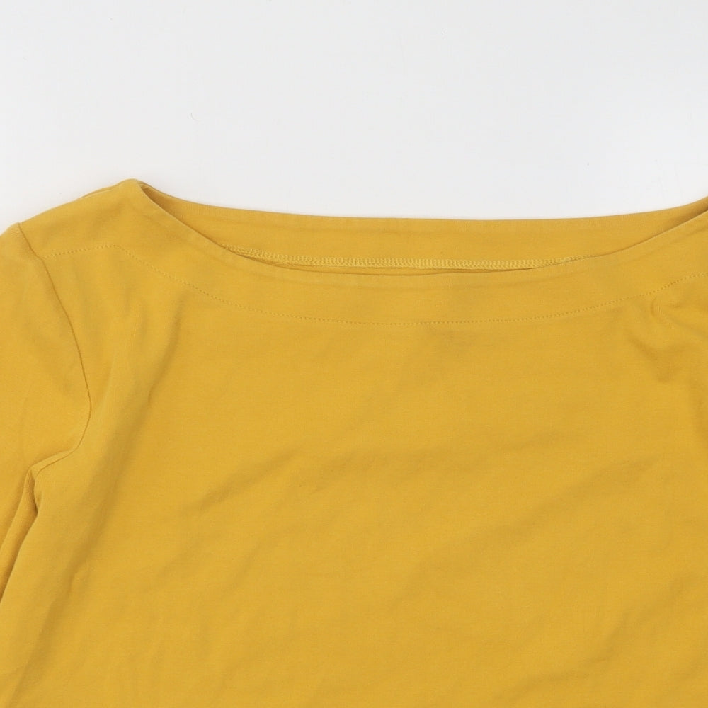 Nutmeg Womens Yellow Cotton Basic T-Shirt Size 16 Boat Neck