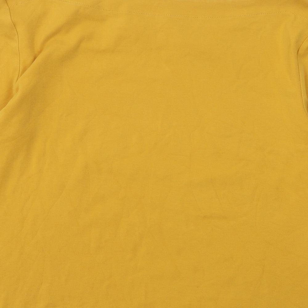 Nutmeg Womens Yellow Cotton Basic T-Shirt Size 16 Boat Neck