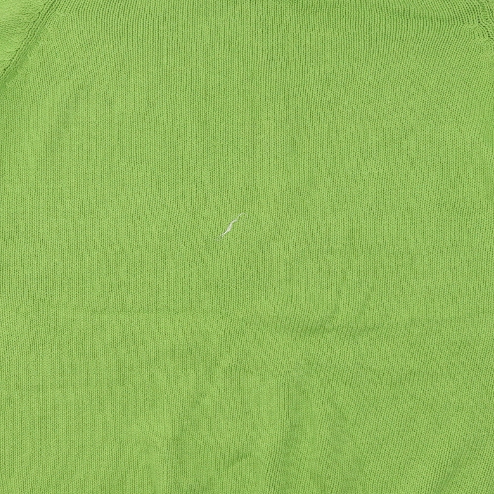 ANTARTEX Mens Green Mock Neck Cotton Pullover Jumper Size L