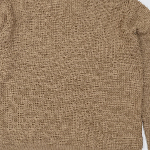 Brave Soul Mens Brown Round Neck Acrylic Pullover Jumper Size M