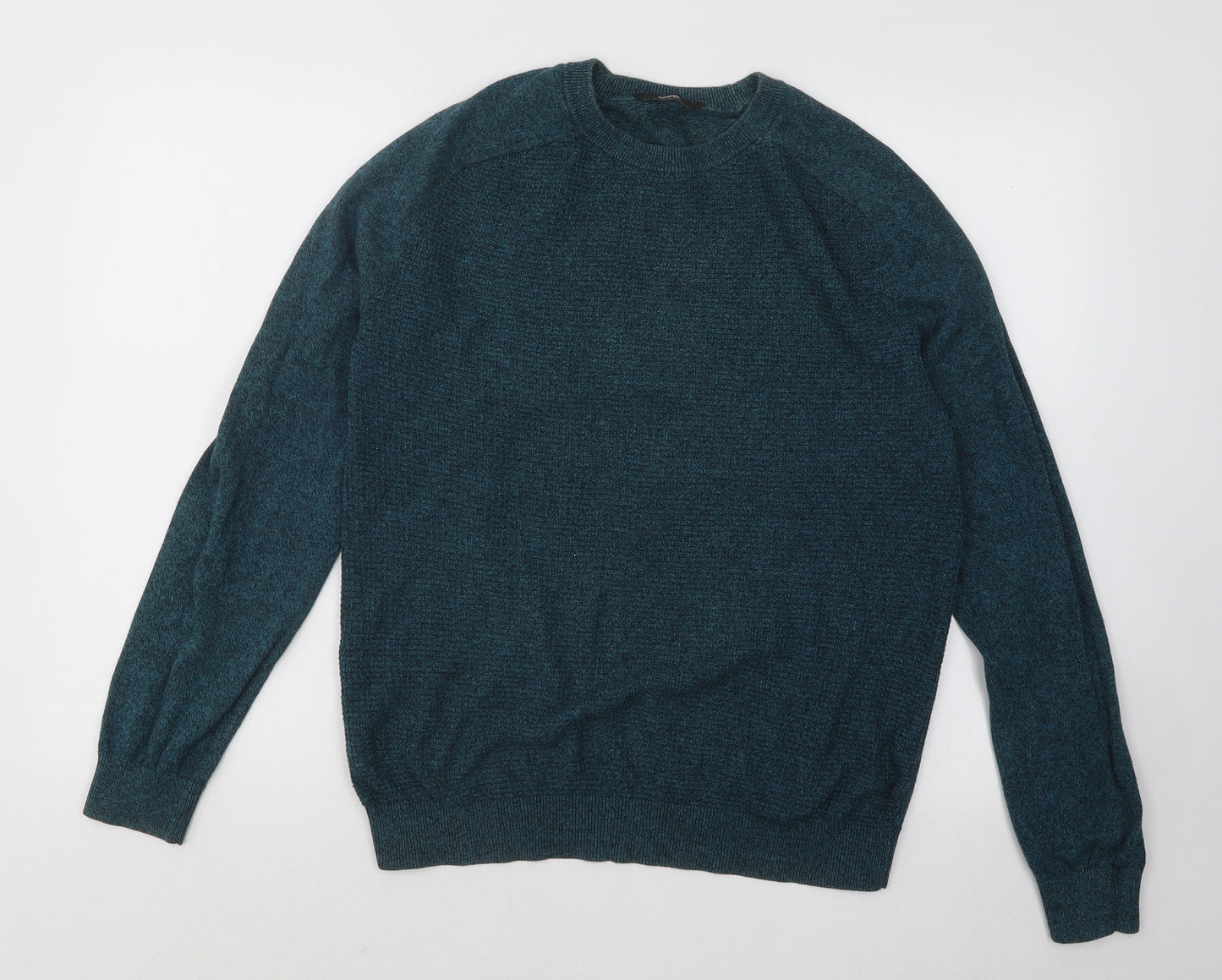 George Mens Blue Round Neck Cotton Pullover Jumper Size M