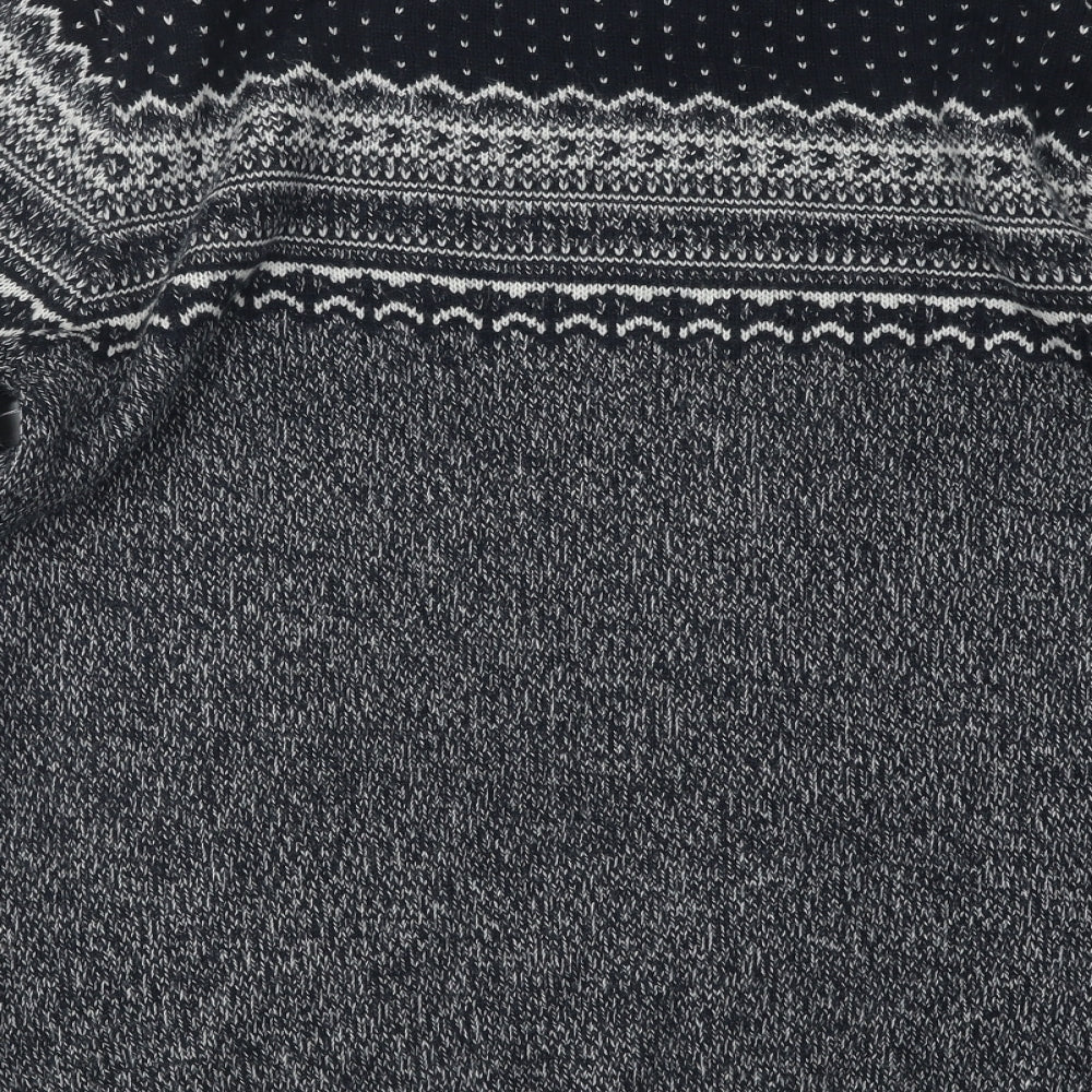 F&F Mens Blue Round Neck Fair Isle Acrylic Pullover Jumper Size M