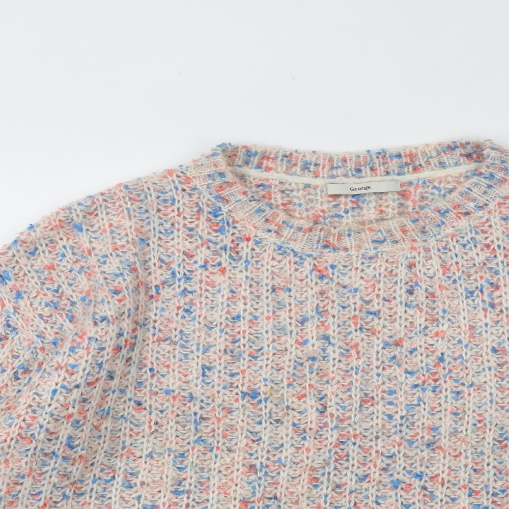 George Womens Multicoloured Round Neck Geometric Acrylic Pullover Jumper Size L