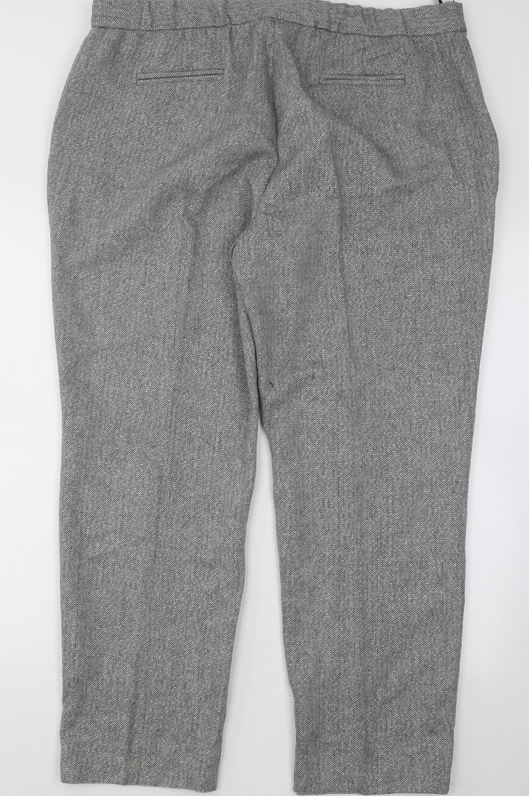 Marks and Spencer Womens Grey Polyester Trousers Size 18 L28 in Regular Zip
