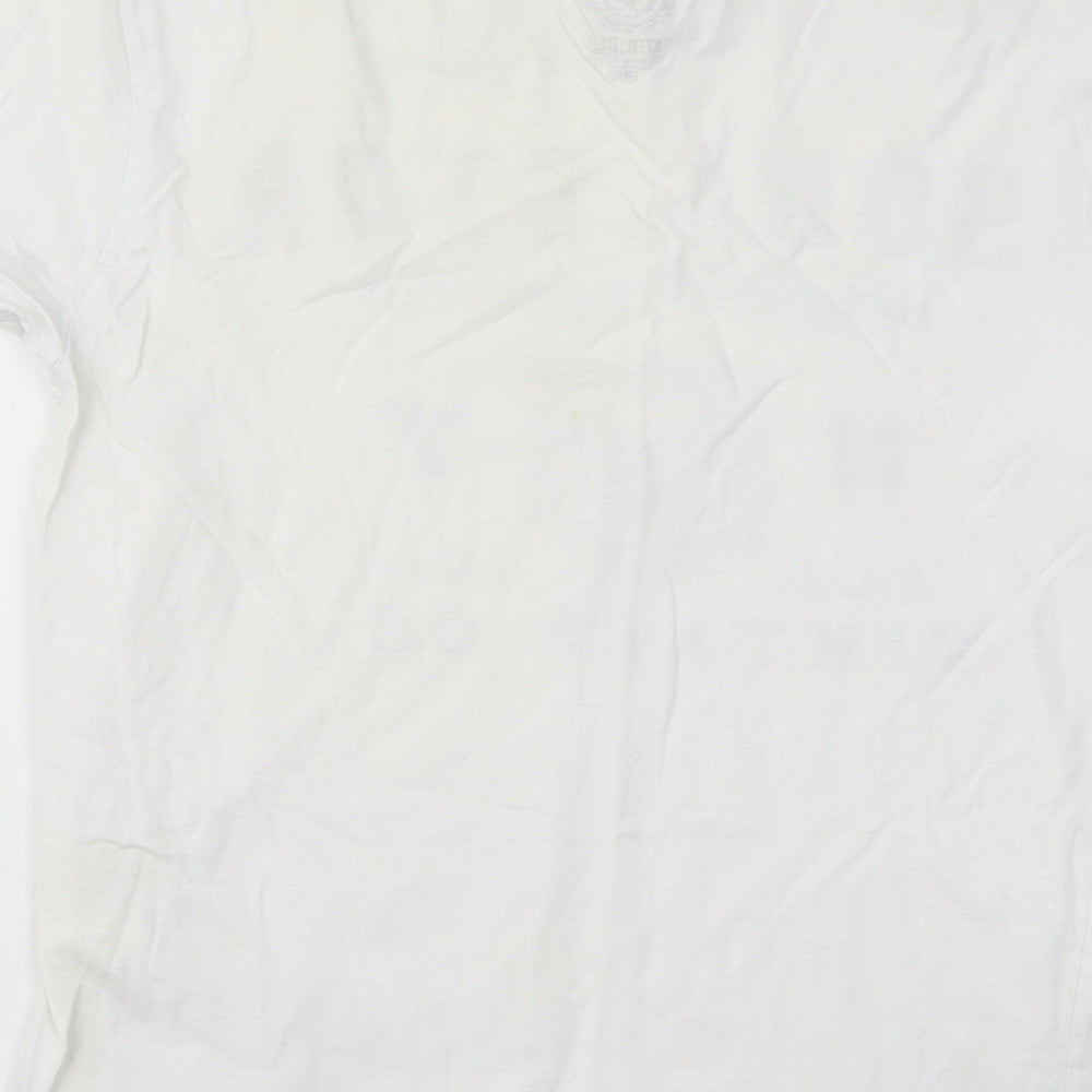 Soul Star Womens White Cotton Basic T-Shirt Size S Round Neck
