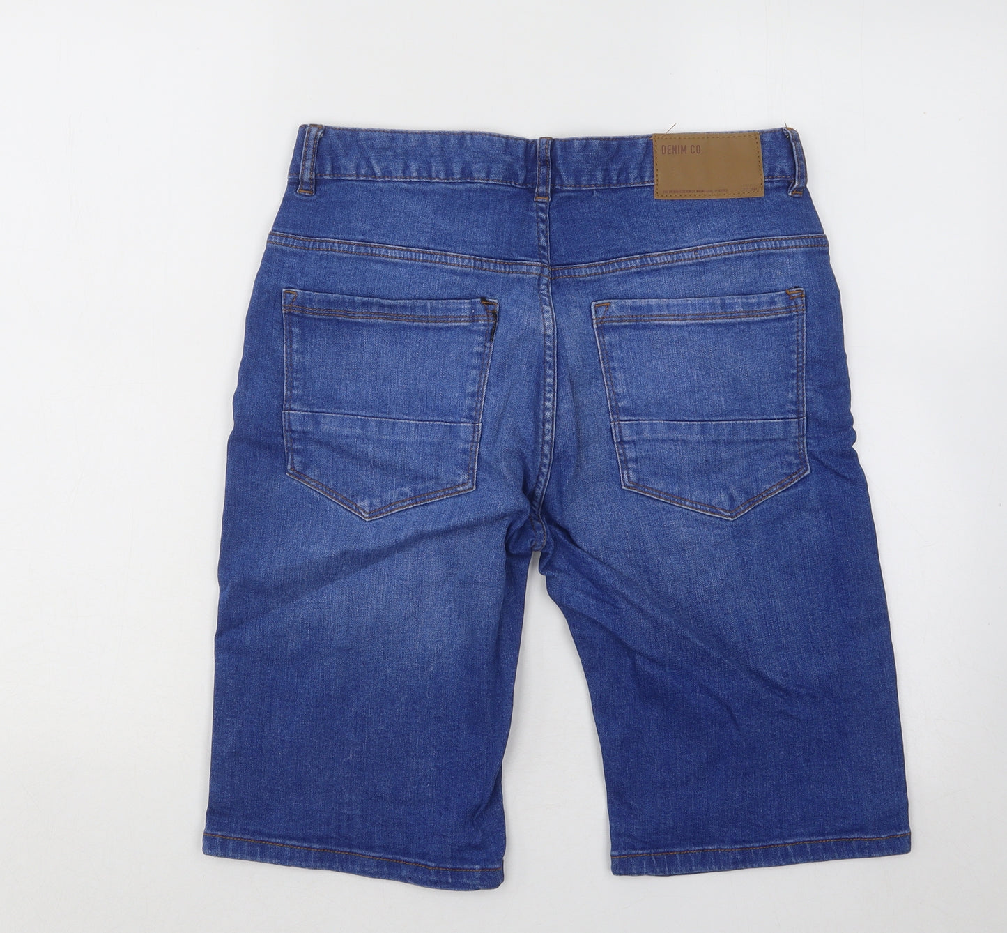 Primark Womens Blue Cotton Bermuda Shorts Size 30 in Regular Button