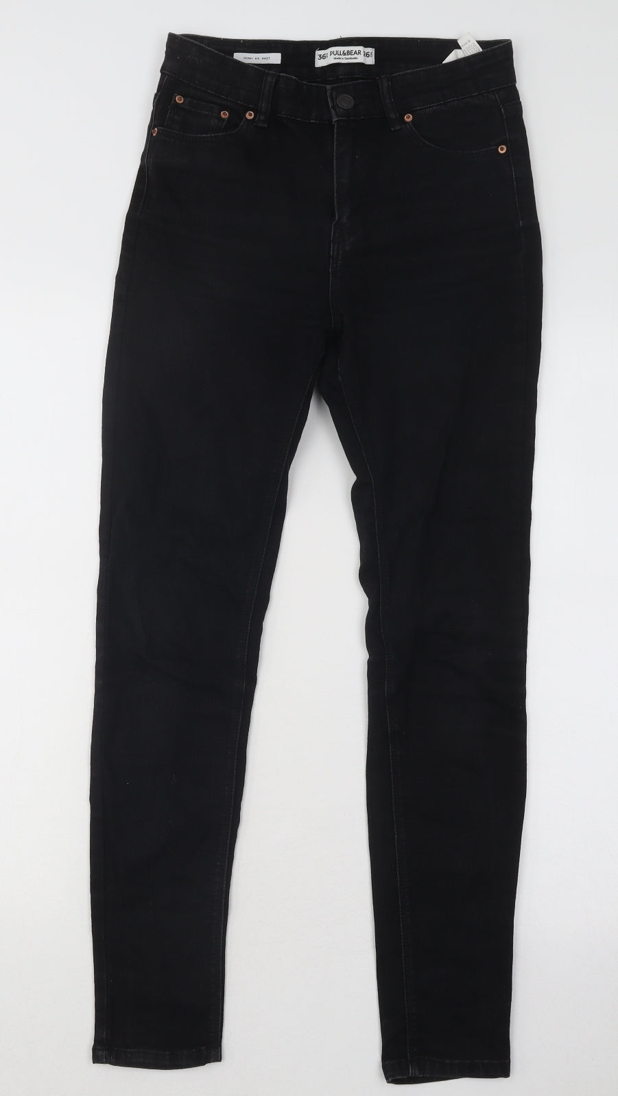 Pull&Bear Womens Black Cotton Skinny Jeans Size 26 in L26 in Regular Button