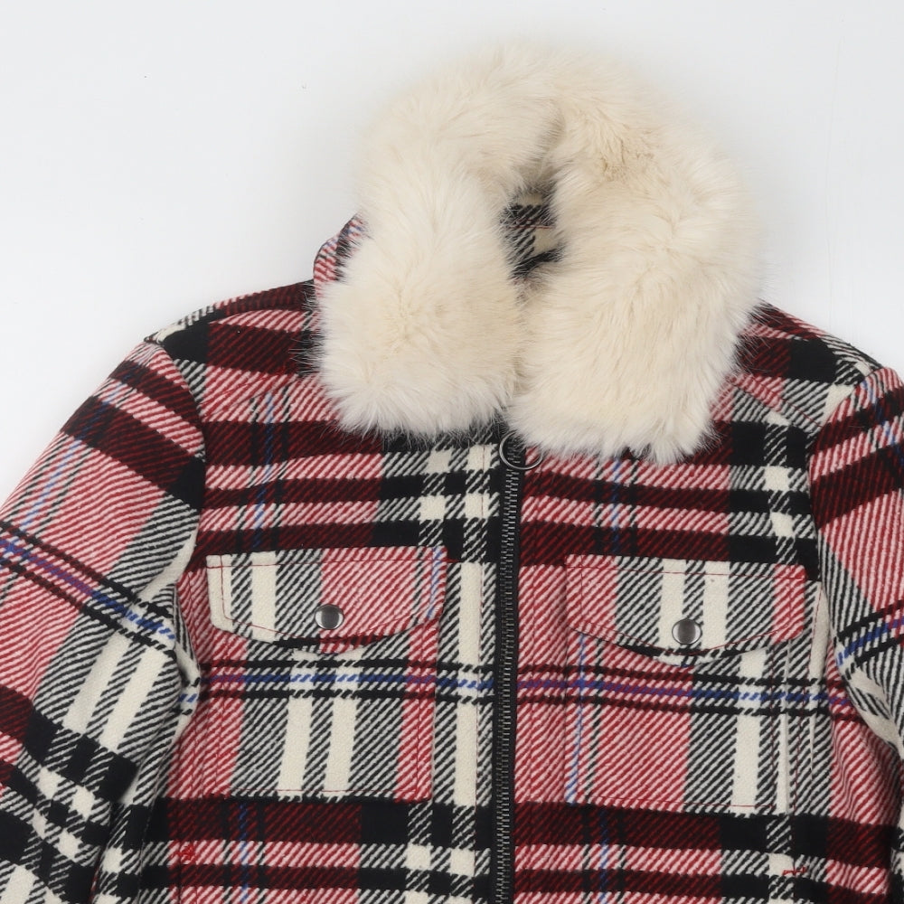 Topshop Womens Multicoloured Plaid Jacket Size 6 Zip