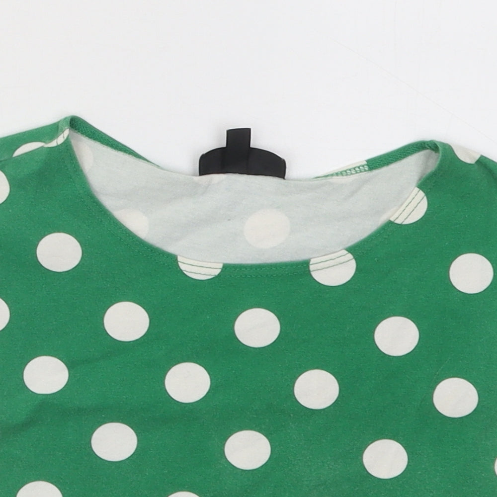 Topshop Womens Green Polka Dot Cotton Basic Tank Size 8 Round Neck