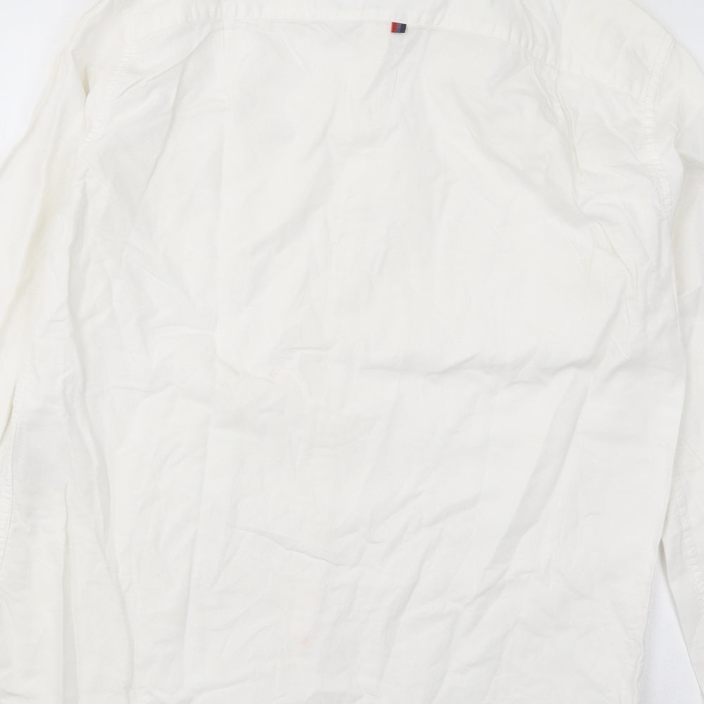 Superdry Mens White Cotton Button-Up Size XL Collared Button