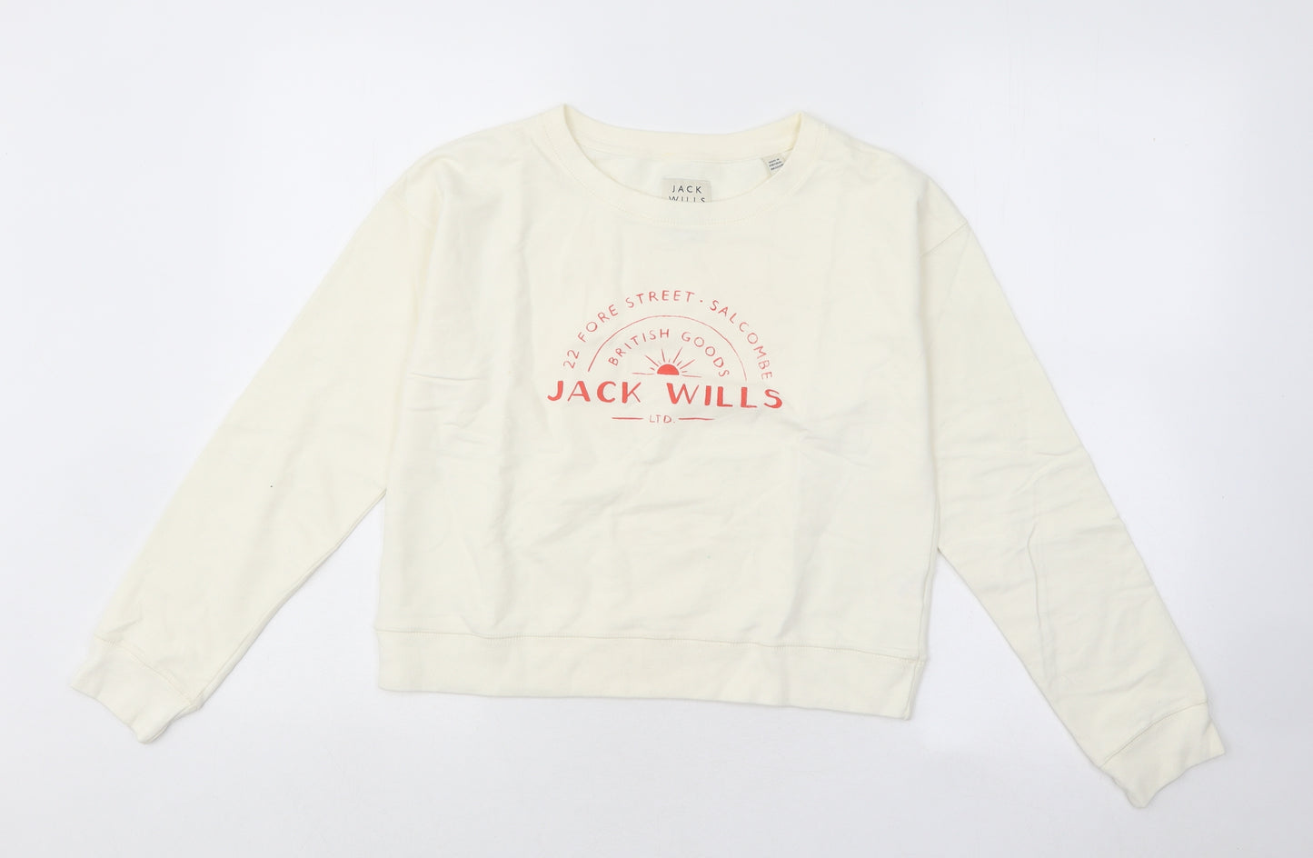 Jack Wills Womens White Cotton Pullover Sweatshirt Size 6 Pullover