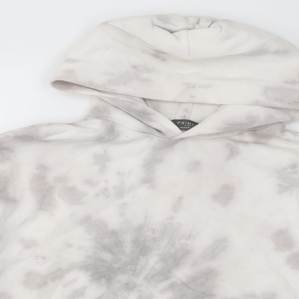 Primark Mens Grey Geometric Cotton Pullover Hoodie Size L