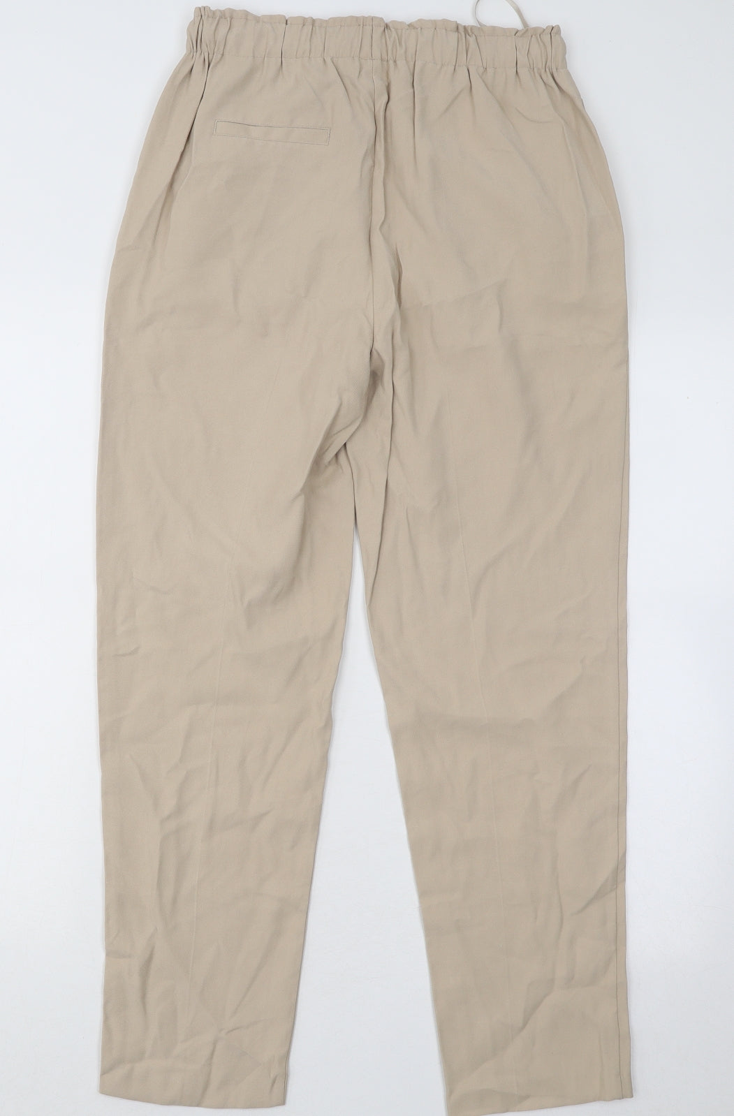 Dunnes Stores Womens Beige Cotton Jogger Trousers Size 8 L28 in Regular Drawstring