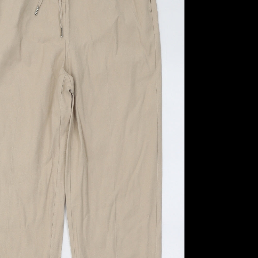 Dunnes Stores Womens Beige Cotton Jogger Trousers Size 8 L28 in Regular Drawstring