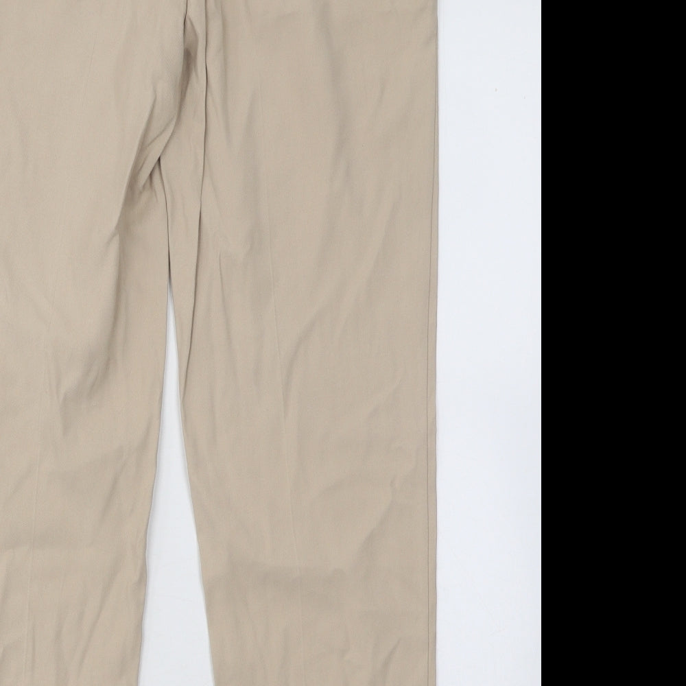 Dunnes Stores Womens Beige Cotton Jogger Trousers Size 8 L28 in Regular Drawstring