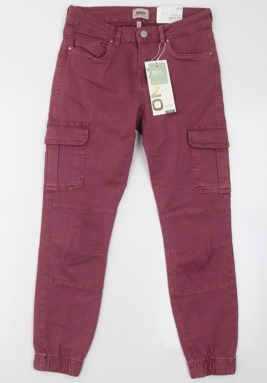 Only Womens Purple Cotton Cargo Trousers Size 27 in L24 in Regular Button
