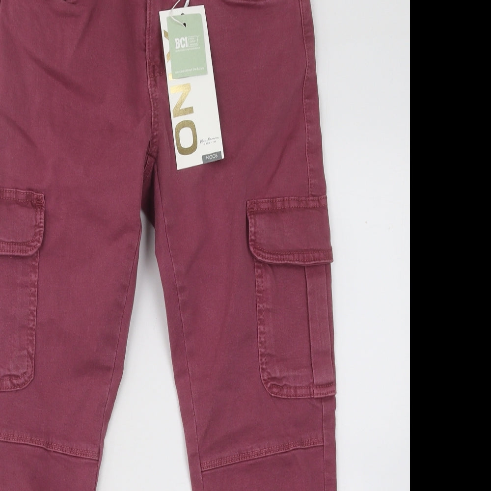 Only Womens Purple Cotton Cargo Trousers Size 27 in L24 in Regular Button