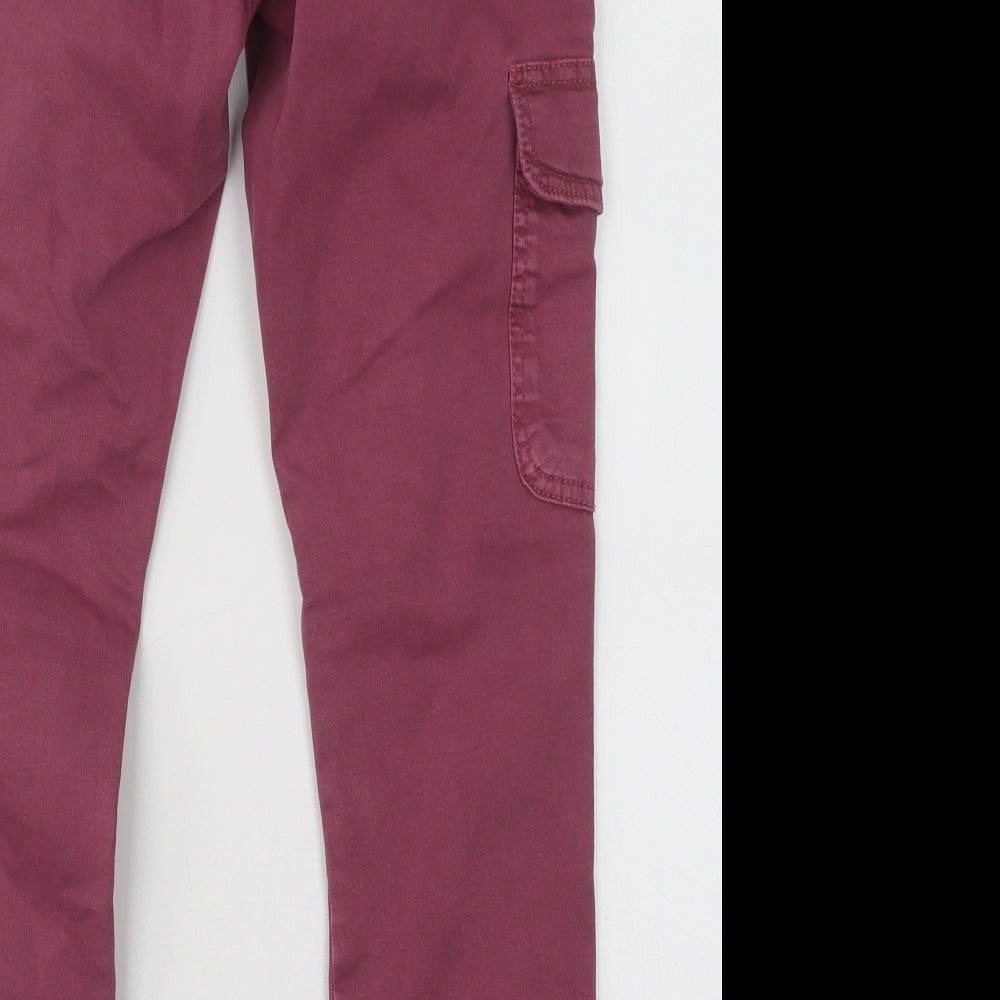 Only Womens Purple Cotton Cargo Trousers Size 27 in L24 in Regular Button