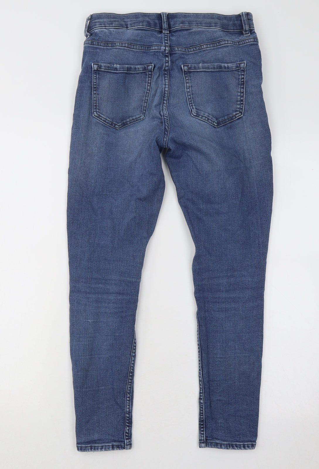 Marks and Spencer Womens Blue Cotton Skinny Jeans Size 10 L24 in Regular Button