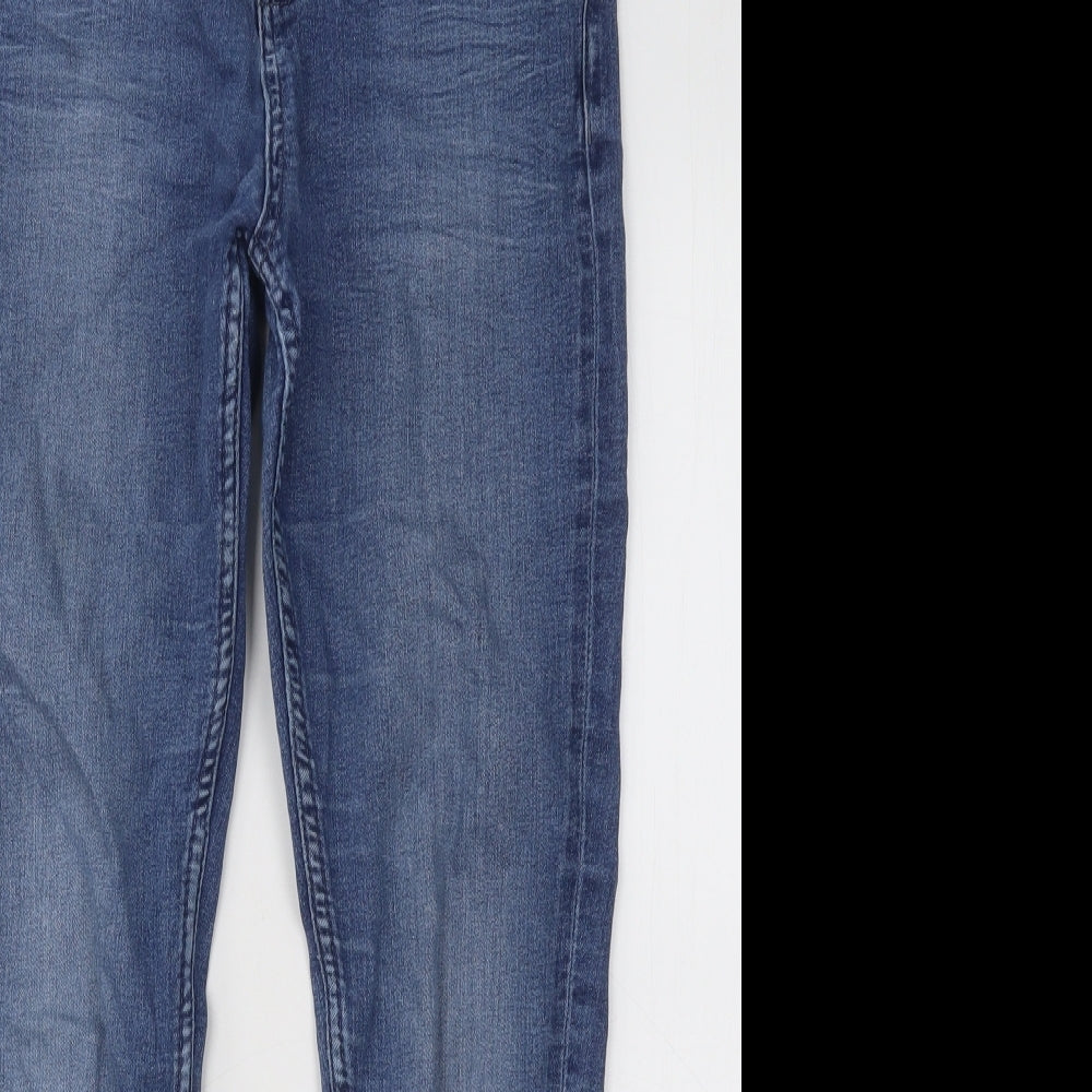 Marks and Spencer Womens Blue Cotton Skinny Jeans Size 10 L24 in Regular Button