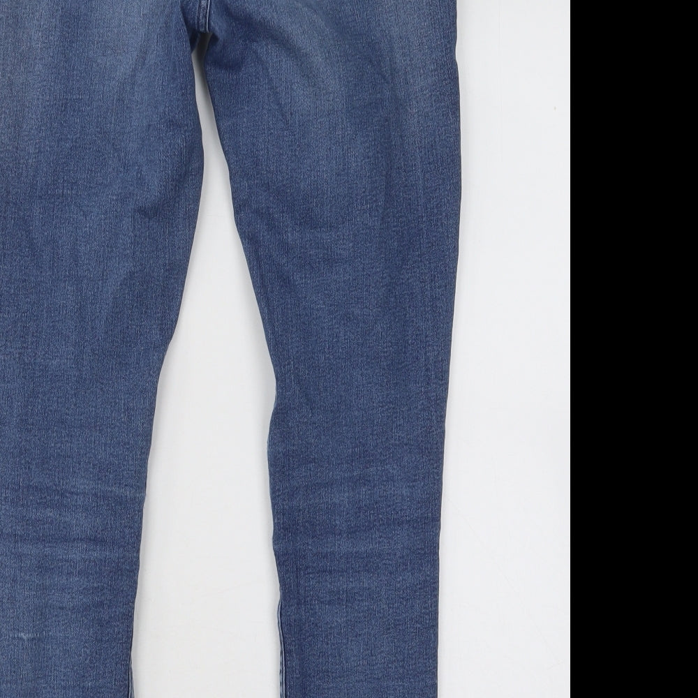 Marks and Spencer Womens Blue Cotton Skinny Jeans Size 10 L24 in Regular Button